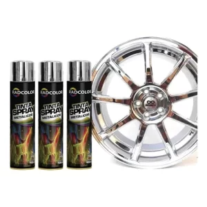 3 Tinta Cromada Spray 400ml Radcolor Metalizada P/ Rodas